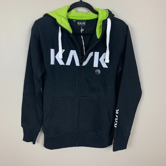 KASK Equestrian Black & Neon Green Zip Up Hoodie - Size Large - NEW - Picture 1 of 8